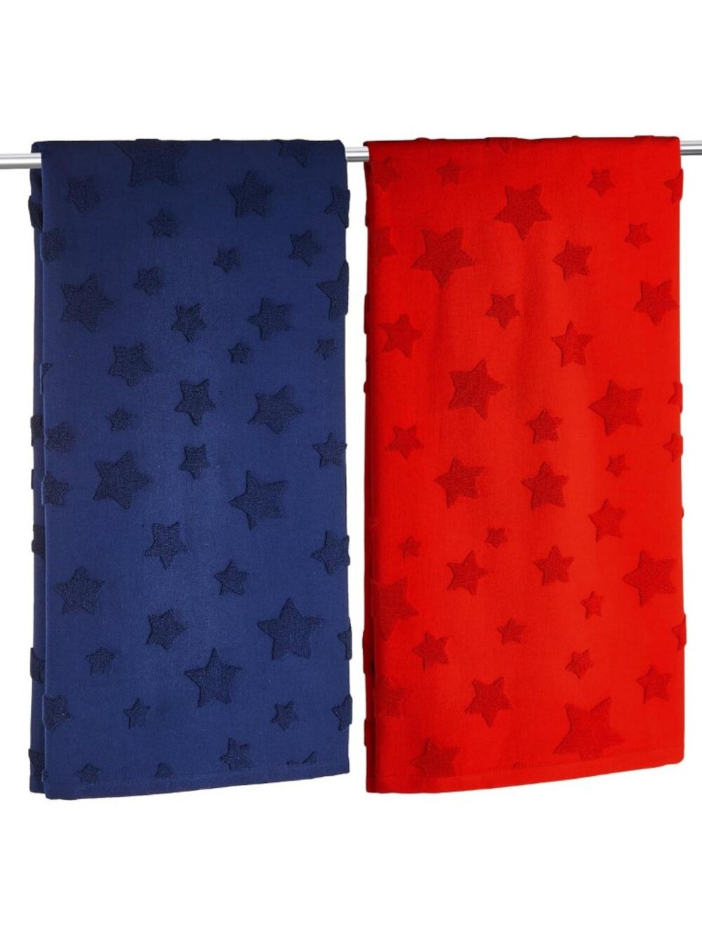 2 Pack Large Patriotic Bath Towels - 100% Cotton, 4th of July Decor, 28x55 in